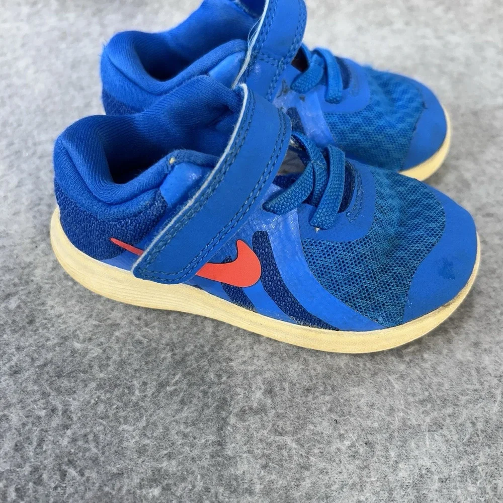 Nike Revolution 4 TDV Toddler Shoes Size 6C Blue Pink Hook Loop BV6285-400